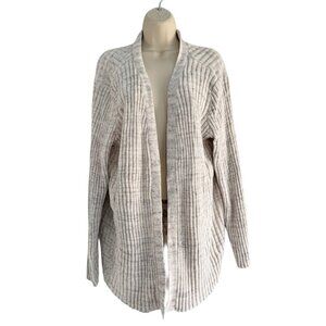 Lane Bryant Women’s Sz 16/18 Oatmeal Tan Open Front Laced Back Cardigan Sweater